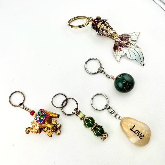 Boho & Spiritual Keychain MEGA Bundle - Lot of 5 (Koi, Elephant, Stone) - Picture 1 of 14